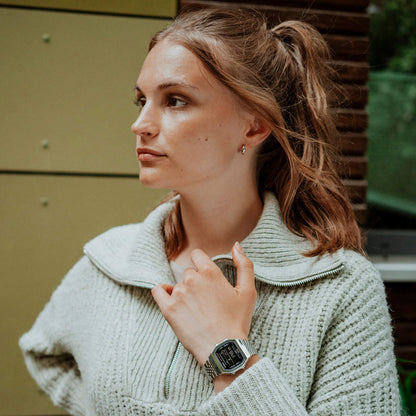 CASIO VINTAGE Mod. BLUETOOTH® SMARTPHONE LINK - SILVER - built-in accelerometer senses body movements + steps counter CASIO COLLECTION & VINTAGE