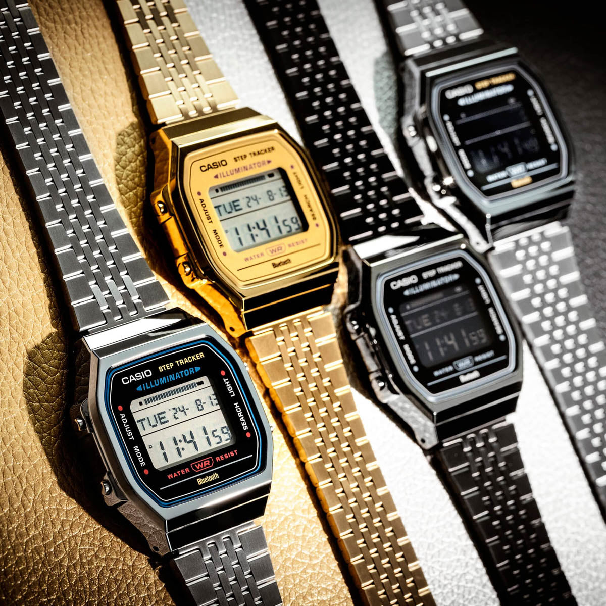 CASIO VINTAGE Mod. BLUETOOTH® SMARTPHONE LINK - SILVER - built-in accelerometer senses body movements + steps counter CASIO COLLECTION & VINTAGE