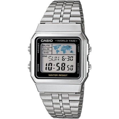 CASIO VINTAGE Mod. WORLD TIME - SILVER & BLACK CASIO COLLECTION & VINTAGE