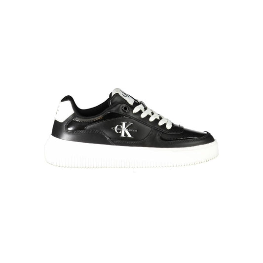 Calvin Klein Black Polyester Sneaker with laces, logo print, contrast details, made from 50% recycled thermoplastic rubber.