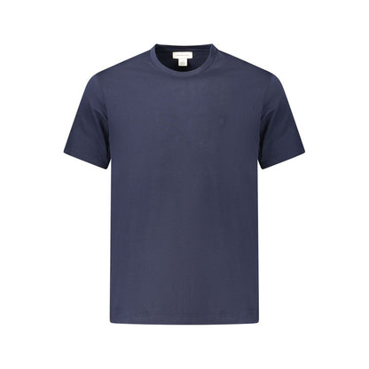 Calvin Klein Blue Cotton T-Shirt with short sleeves, crew neck, contrasting details, logo, made of 95% regenerative cotton.