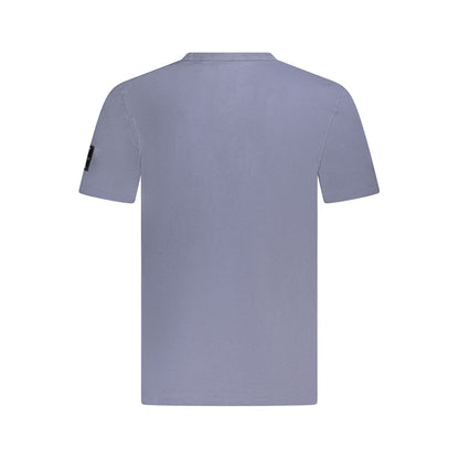 Calvin Klein Blue Cotton T-Shirt, short sleeve, crew neck with contrasting details and logo application, made from 95% regenerative cotton.