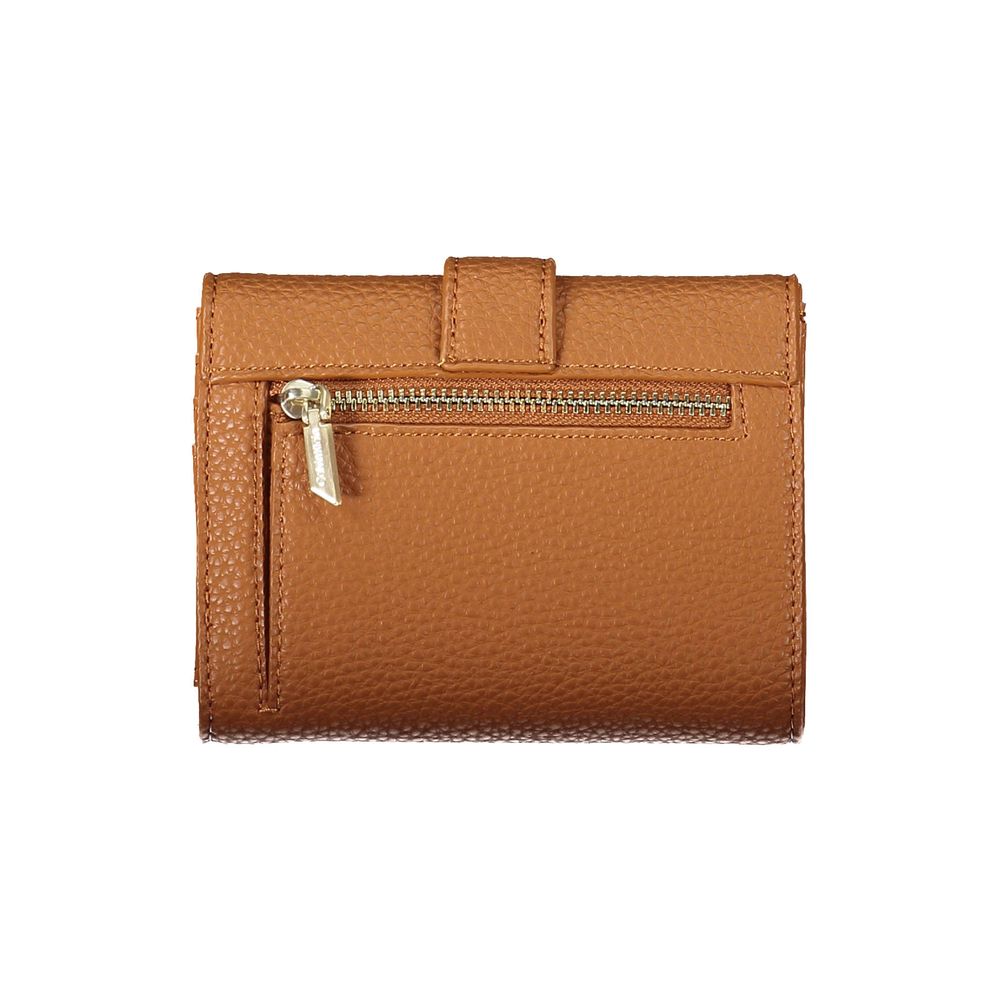 Calvin Klein Brown Polyester Women Wallet with zipper pocket, sleek design, and logo closure for stylish organization.