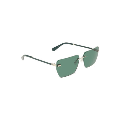 Calvin Klein Green Metal Men Sunglass with sleek metal frame and square green lenses for a stylish, sophisticated look.