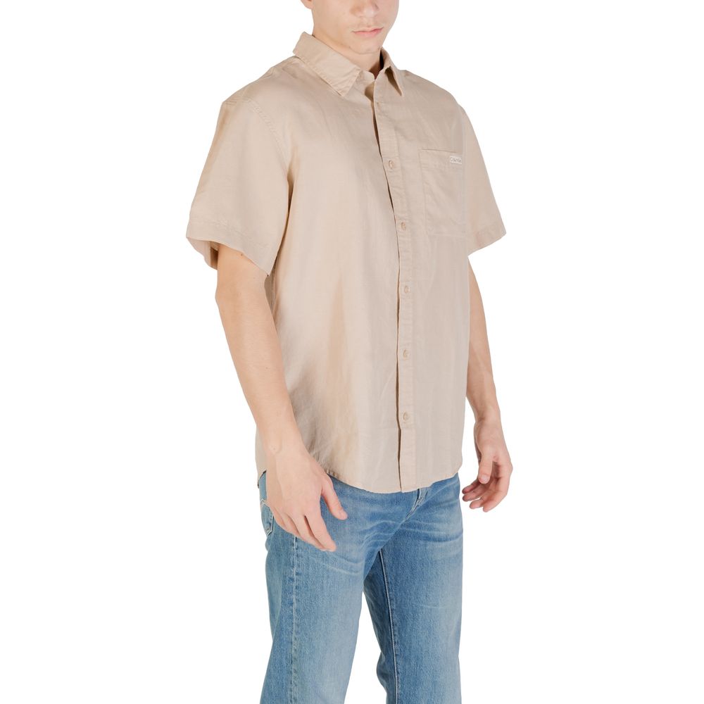 Calvin Klein Jeans Beige Linen Shortsleeve Shirt Calvin Klein Jeans