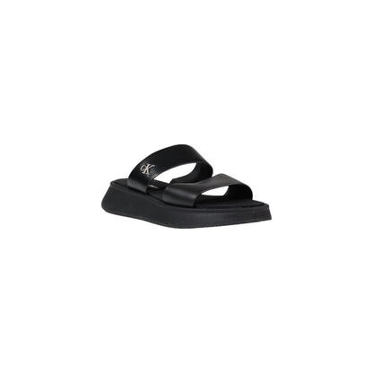 Calvin Klein Jeans Black Leather Flat Sandals Calvin Klein Jeans