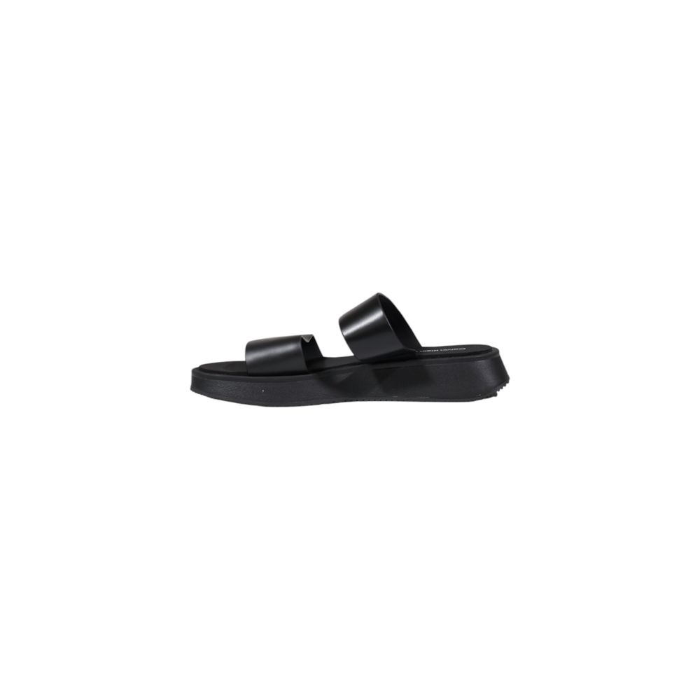 Calvin Klein Jeans Black Leather Flat Sandals Calvin Klein Jeans