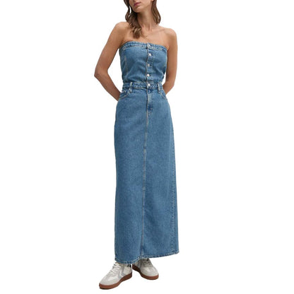 Calvin Klein Jeans Blue Cotton Long Dress Calvin Klein Jeans