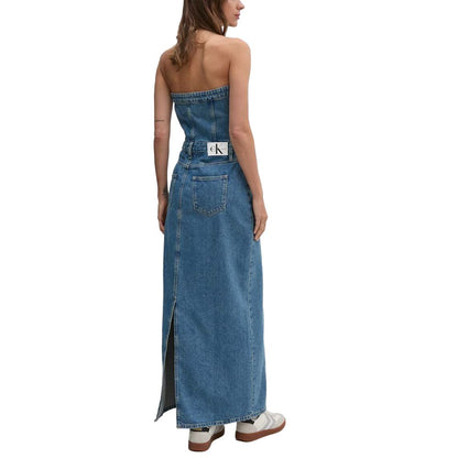 Calvin Klein Jeans Blue Cotton Long Dress Calvin Klein Jeans