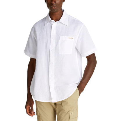 Calvin Klein Jeans White Linen Shortsleeve Shirt Calvin Klein Jeans
