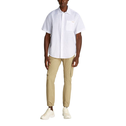 Calvin Klein Jeans White Linen Shortsleeve Shirt Calvin Klein Jeans