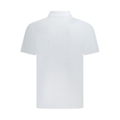 Back view of Calvin Klein Light Blue Cotton Men Polo Shirt, featuring classic fit and subtle elegance.