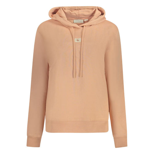 Calvin Klein Pink Cotton Sweatshirt - Long sleeve hooded sweatshirt with logo and 95% regenerative cotton composition.