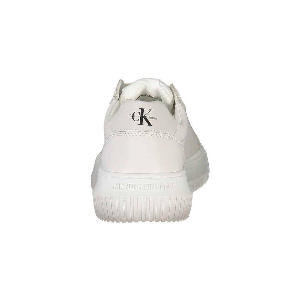 Calvin Klein White Polyester Women Sneaker with logo, eco-friendly design, contrasting details, stylish and sustainable footwear choice
