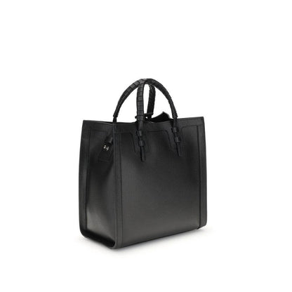 Casadei Black Calf Leather Bos Taurus Shoulder Bag with tubular handles, embossed logo, and adjustable strap, elegant tote for AW25.