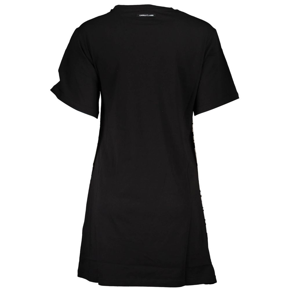 Back view of Cavalli Class Black Cotton Women Dress showcasing simplicity and elegance in premium cotton fabric.