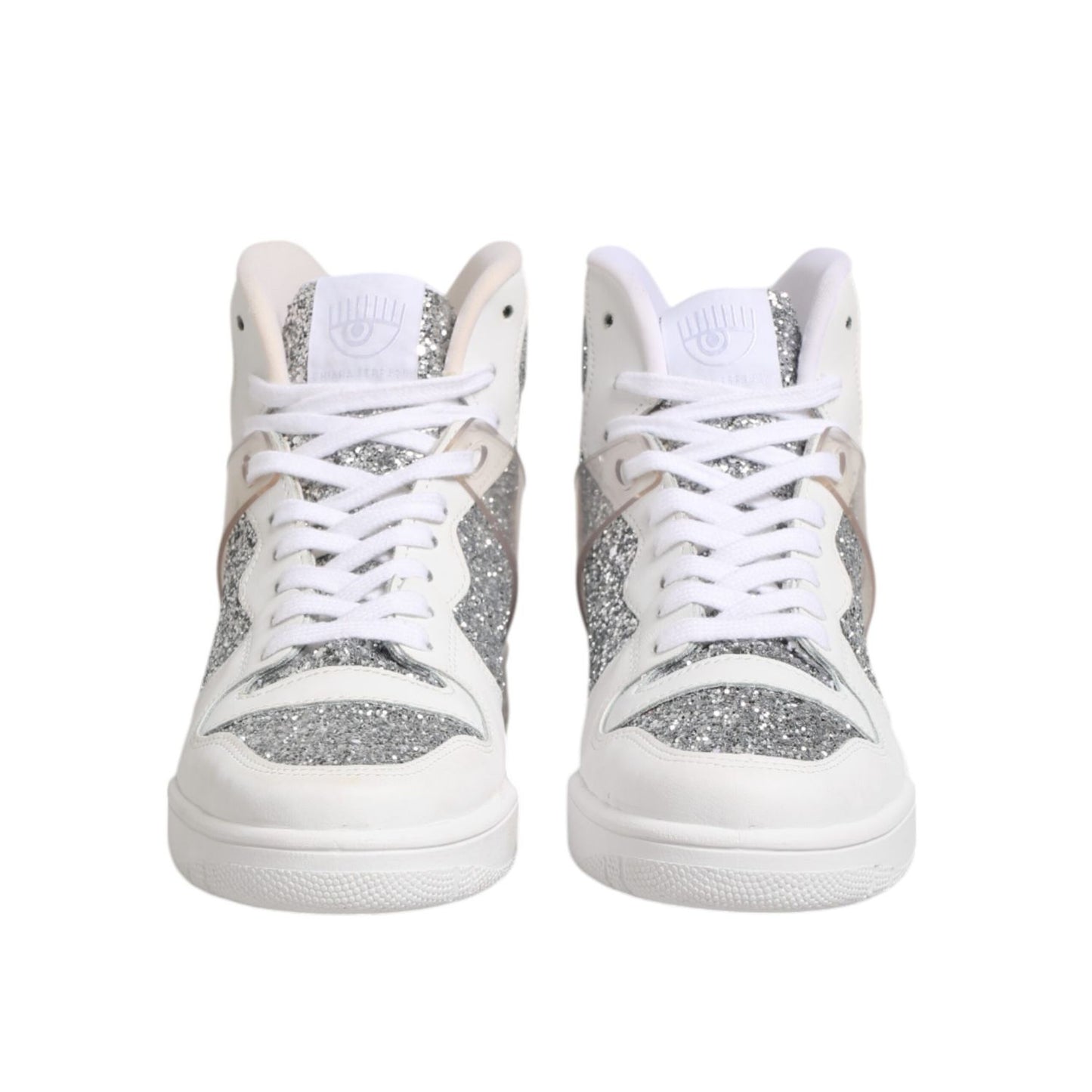 Chiara Ferragni White Silver High Top Women Sneakers Shoes