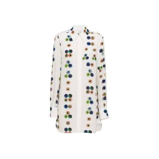 Chloé Chemisier Dress in multicolor printed silk with long sleeves and front button closure, made in Italy for women.