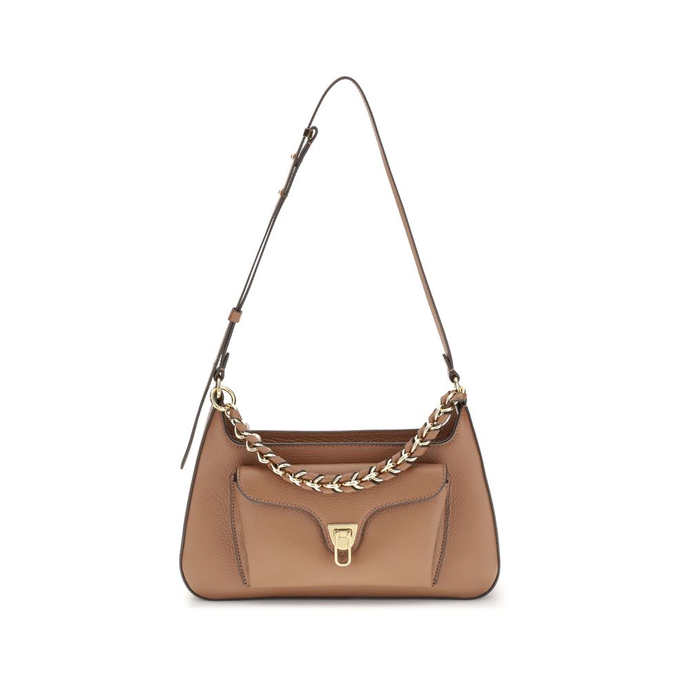 Coccinelle Beige Calf Leather Bos Taurus Shoulder Bag