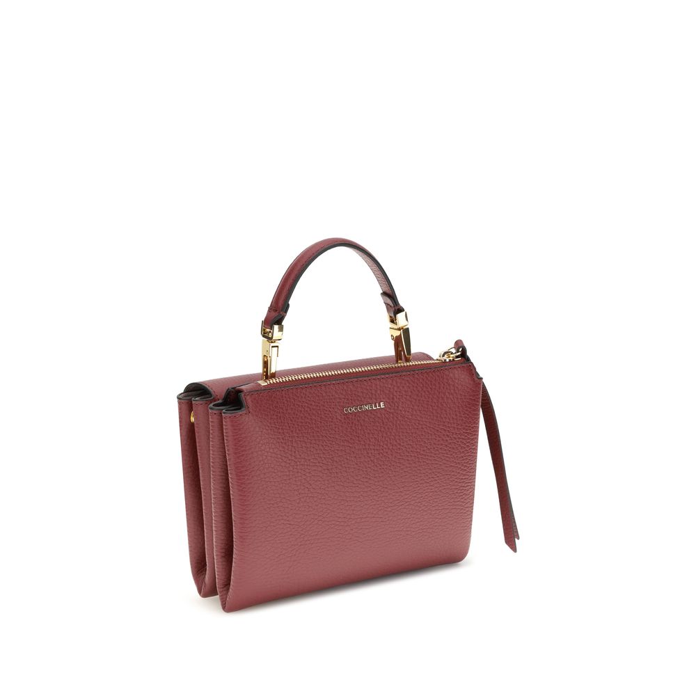 Coccinelle Multicolor Calf Leather Bos Taurus Shoulder Bag with top handle and gold-plated closure, garnet design.