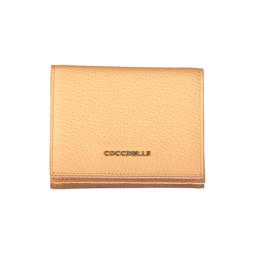 Coccinelle Orange Leather Wallet with coin purse, card slots, zip and automatic closure.