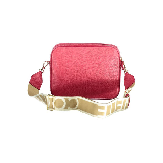 Coccinelle Red Leather Women Handbag with removable handle and adjustable shoulder strap, featuring Italian craftsmanship and external pocket.