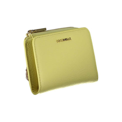 Coccinelle Yellow Leather Wallet with card slots, coin purse, zip and automatic closure.