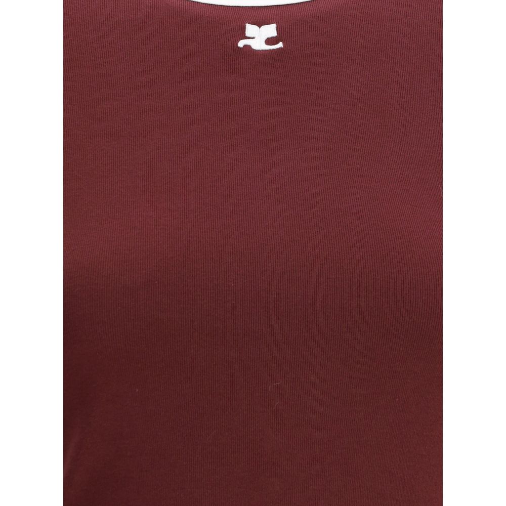 Courrèges Bordeaux Cotton T-Shirt Courrèges