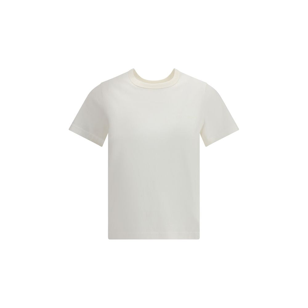 Courrèges White Cotton T-Shirt with embroidered logo, ribbed crew neck, slim fit and contemporary design for AW25. 100% cotton.