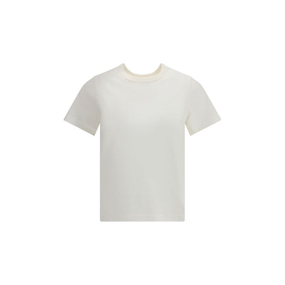 Courrèges White Cotton T-Shirt with embroidered logo, ribbed crew neck, slim fit and contemporary design for AW25. 100% cotton.