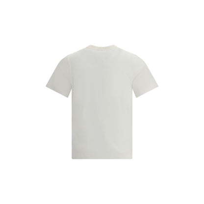 Back view of Courrèges White Cotton T-Shirt featuring embroidered logo and ribbed crew neck, AW25 slim fit, made from 100% cotton.