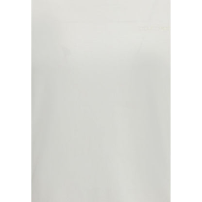 Courrèges White Cotton T-Shirt with embroidered logo, ribbed crew neck, 100% cotton, clean design, AW25 collection.