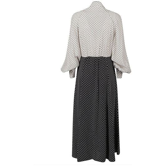 CRIDA Dresses Black Fall - Winter 2023,LDin,Women,Women > Clothing,Women > Clothing > Dresses,Yes Eu Crida LECCO23MIDIDRESSBLACK/OFFWHITEPOIS