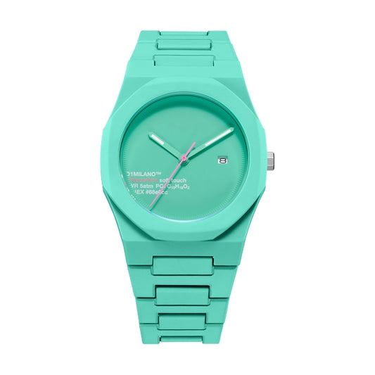 D1 MILANO Mod. POLYCARBON HOT AQUA gent's wristwatch with polycarbonate case, quartz movement, and aqua color, 5 ATM water resistant.