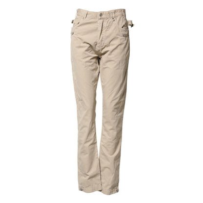 Daniele Alessandrini Beige Cotton Mid Waist Straight Men Denim Jeans Daniele Alessandrini
