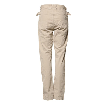 Daniele Alessandrini Beige Cotton Mid Waist Straight Men Denim Jeans Daniele Alessandrini