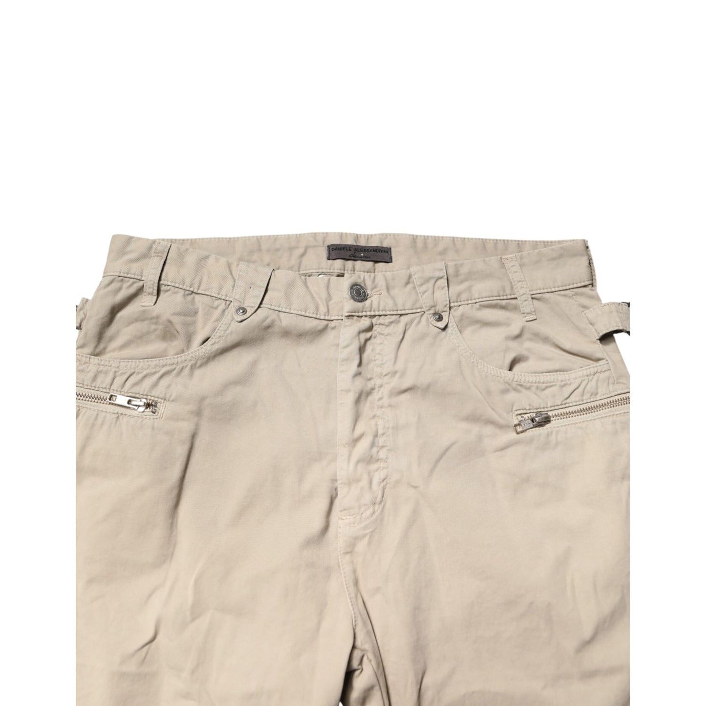 Daniele Alessandrini Beige Cotton Mid Waist Straight Men Denim Jeans Daniele Alessandrini