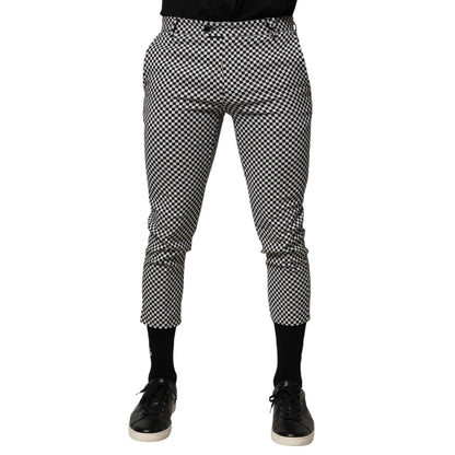 Daniele Alessandrini Black White Checkered Men Cropped Pants Daniele Alessandrini