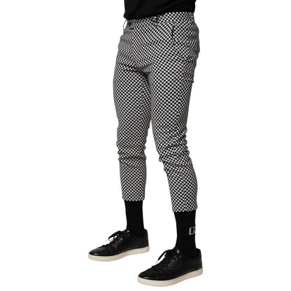Daniele Alessandrini Black White Checkered Men Cropped Pants Daniele Alessandrini