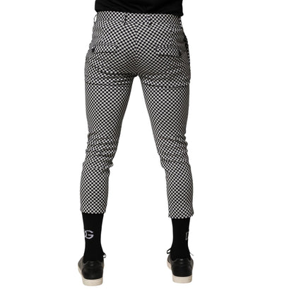Daniele Alessandrini Black White Checkered Men Cropped Pants Daniele Alessandrini