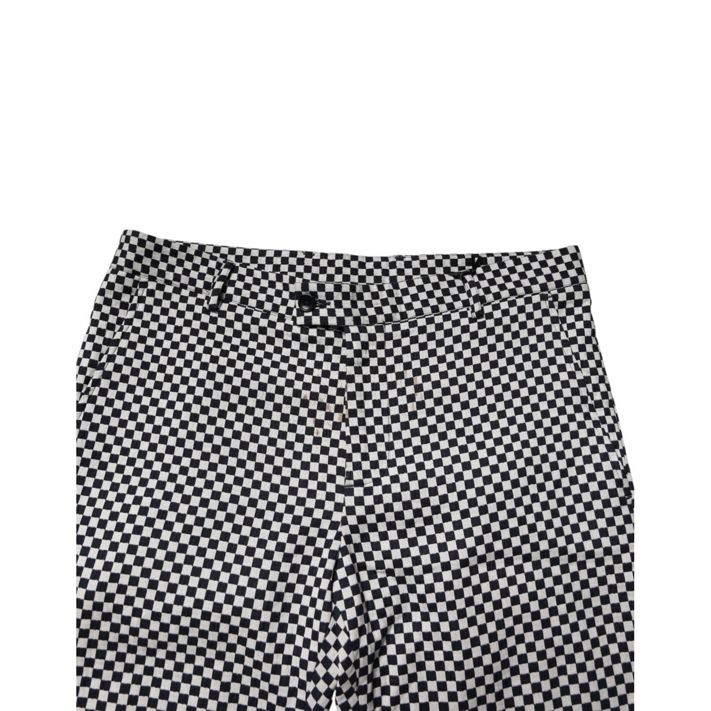 Daniele Alessandrini Black White Checkered Men Cropped Pants Daniele Alessandrini