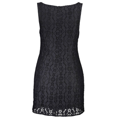 Desigual Black Polyester Women Dress with bold sleeveless cut, square neckline, and back zipper creating a unique ensemble.