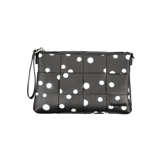 Desigual Black Polyethylene Handbag with polka dots, 1 handle, and removable chain shoulder strap. Two compartments and internal pocket.