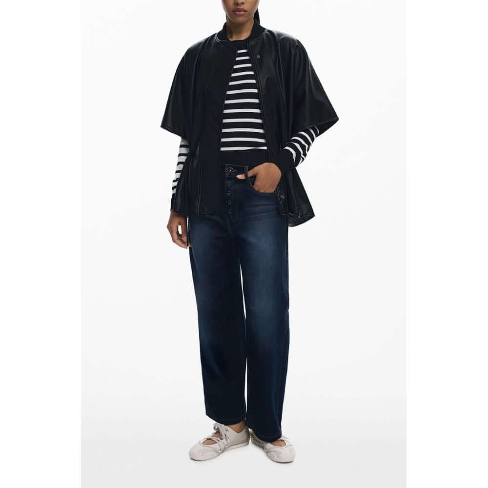 Desigual Black Polyethylene Women Poncho