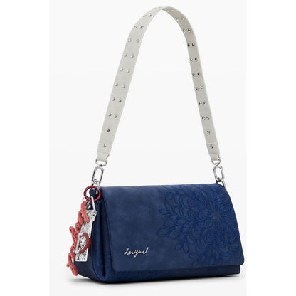 Desigual Blue Polyethylene Women Handbag with embroidered design and versatile straps