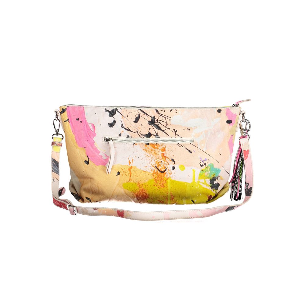Desigual White Polyester Women Handbag with adjustable straps and colorful abstract design