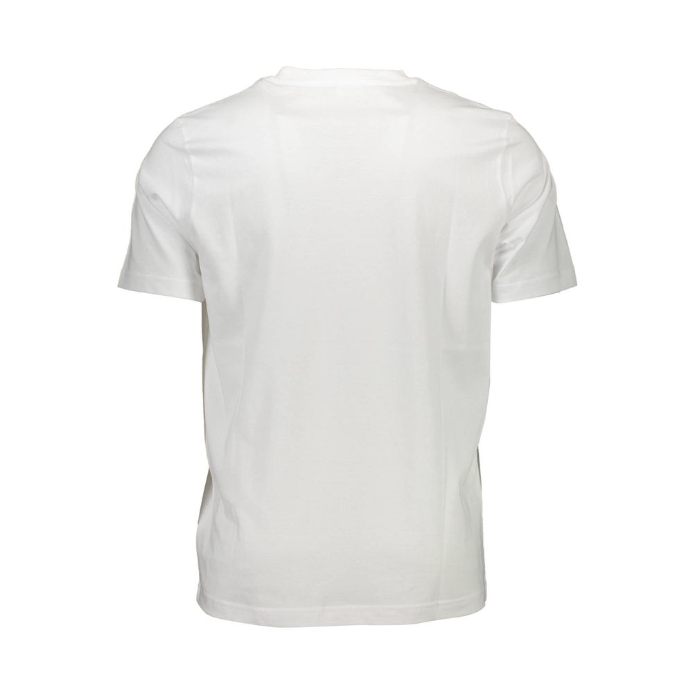 Back view of Diesel White Cotton Men T-Shirt showcasing simple design for a stylish casual outfit.