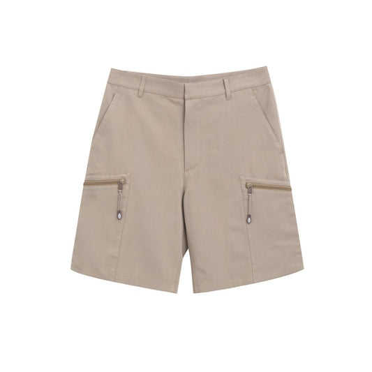 Dior Beige Cotton Cargo Shorts with side and back pockets, velcro closure, zipper details, 55% cotton, 45% polyester.