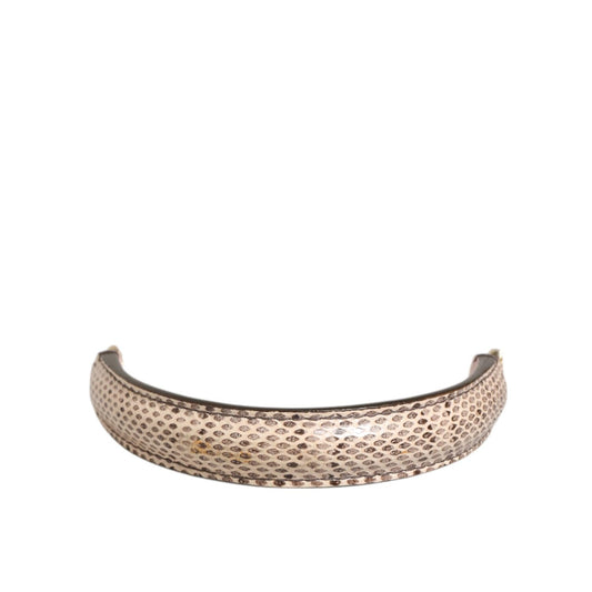 Dolce & Gabbana Beige Brown Snakeskin Leather Gold Ring Shoulder Strap for handbags, luxury women's accessory with minor defect.