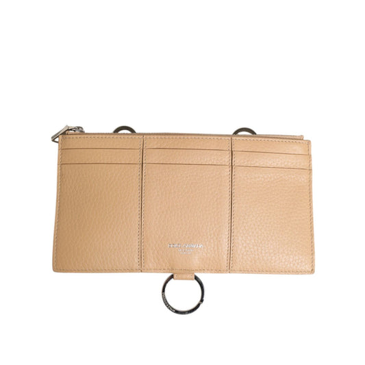 Dolce & Gabbana Beige Calfskin Leather Large Crossbody Card Holder Wallet SMY11212